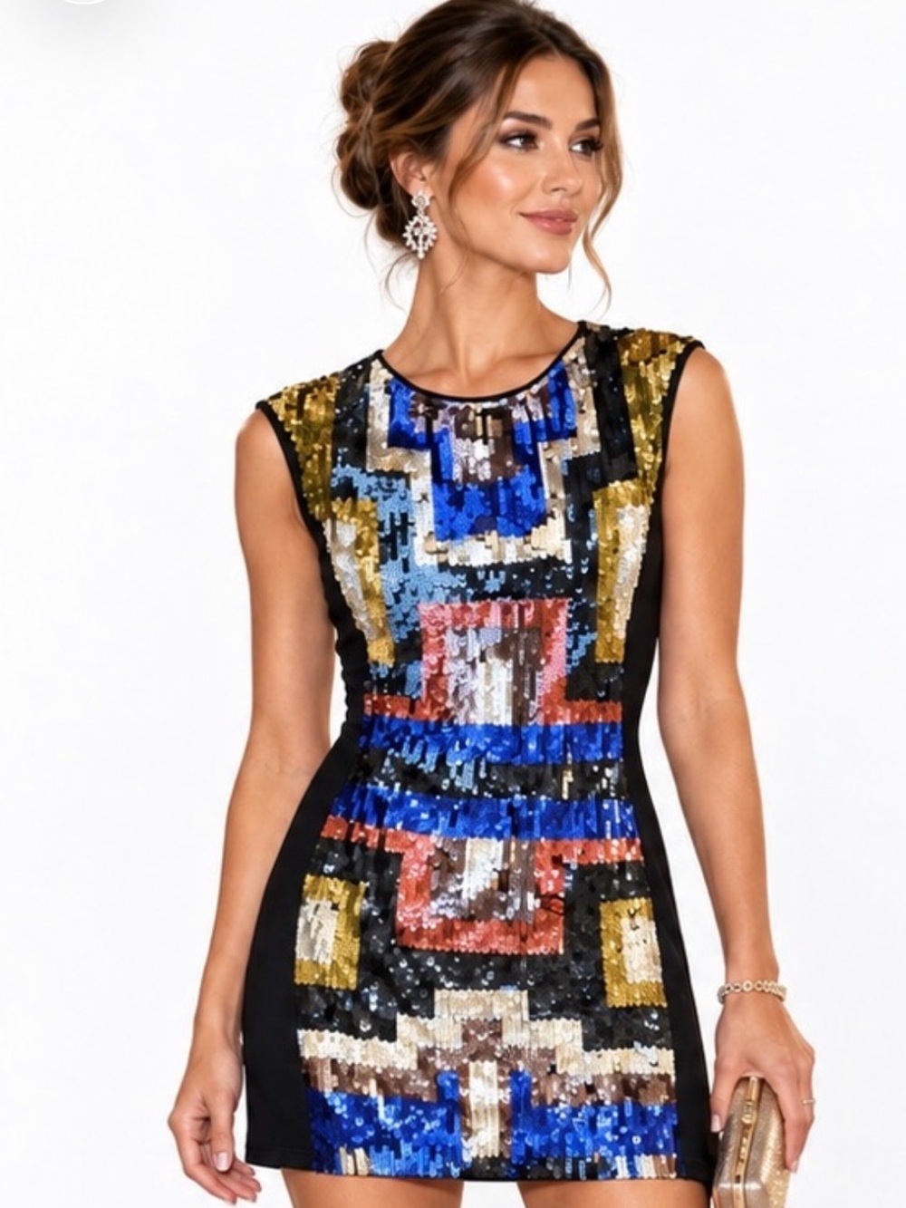 Trina Turk New Years Eve Holiday Elegant Kaleidoscope Sequin Party Dress 6